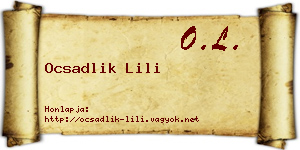 Ocsadlik Lili névjegykártya